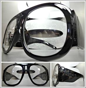 Thick Frame Retro Clear Lens Glasses- Black