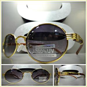Oval Gold & Wooden Sunglasses- Gold Details/ Smoke Lens