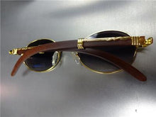 Oval Gold & Wooden Sunglasses- Gold Details/ Smoke Lens