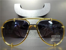 Metal Frame Aviator Sunglasses- Gold Frame/ Smoke Lens
