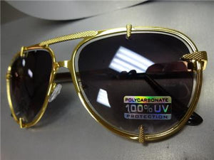 Metal Frame Aviator Sunglasses- Gold Frame/ Smoke Lens