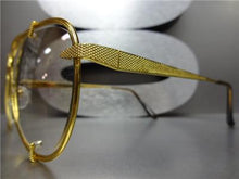 Metal Frame Clear Lens Aviator Glasses-Gold