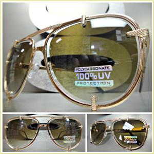 Metal Frame Aviator Sunglasses- Rose Gold Frame/ Brown Lens