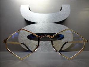 Retro Hexagon Gold Frame Clear Lens Glasses- Gold