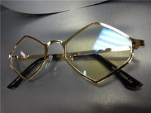 Retro Hexagon Gold Frame Clear Lens Glasses- Gold