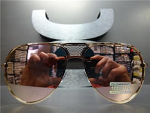 Retro Revo Lens Aviator Sunglasses- Rose Gold