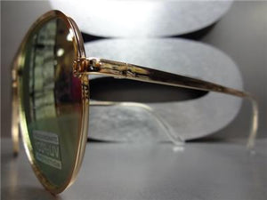 Retro Revo Lens Aviator Sunglasses- Rose Gold