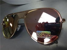Retro Revo Lens Aviator Sunglasses- Rose Gold