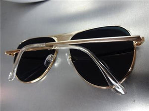Retro Revo Lens Aviator Sunglasses- Rose Gold