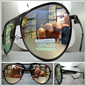 Retro Revo Lens Aviator Sunglasses- Black Frame/ Pink Lens