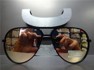 Retro Revo Lens Aviator Sunglasses- Black Frame/ Pink Lens