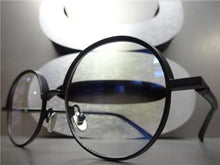 Round Metal Frame Clear Lens Glasses- Black