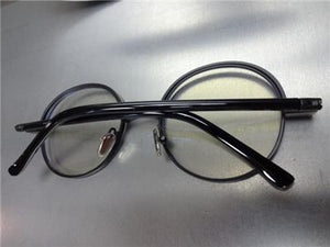 Round Metal Frame Clear Lens Glasses- Black