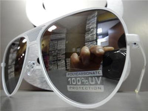 Retro Revo Lens Aviator Sunglasses- White Frame