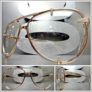 Metal Frame Clear Lens Aviator Glasses- Rose Gold