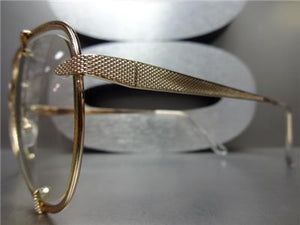 Metal Frame Clear Lens Aviator Glasses- Rose Gold