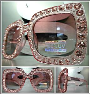Square Bling Sunglasses- Pink