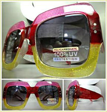 Square Thick Frame Sunglasses- Red/Pink/Yellow