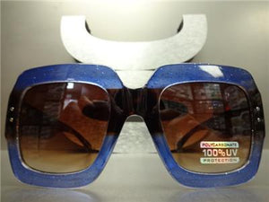 Square Thick Frame Sunglasses- Purple & Tortoise