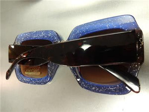 Square Thick Frame Sunglasses- Purple & Tortoise