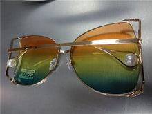 Vintage Butterfly Sunglasses- Orange Yellow Green Lens