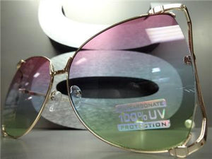 Vintage Butterfly Sunglasses- Purple Blue Green Lens