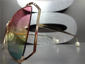 Vintage Butterfly Sunglasses- Pink Yellow Green Lens