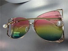 Vintage Butterfly Sunglasses- Pink Yellow Green Lens
