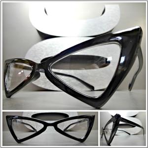 Trendy Cat Eye Clear Lens- Black