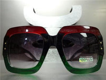 Square Thick Frame Sunglasses- Black, Red & Green