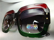 Square Thick Frame Sunglasses- Black, Red & Green