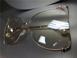 Vintage Butterfly Clear Lens Glasses- Rose Gold