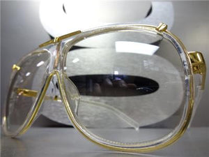 Retro Aviator Clear Lens Glasses- Transparent & Gold