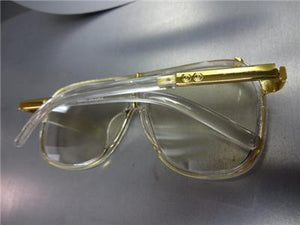Retro Aviator Clear Lens Glasses- Transparent & Gold