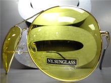 Oversized Classic Aviator Sunglasses- Yellow Lens