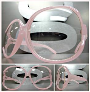 Vintage Style Clear Lens Glasses- Pink