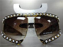 Oversized Pearl Sunglasses- Tortoise