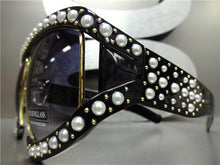 Oversized Pearl Sunglasses- Black w/ Ombre Lens