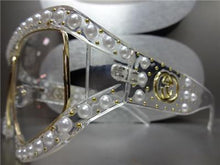 Oversized Pearl Clear Lens Glasses- Transparent