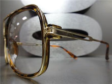 Retro Aviator Clear Lens Glasses- Tortoise & Gold