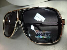 Retro Aviator Style Sunglasses- Black & Rose Gold