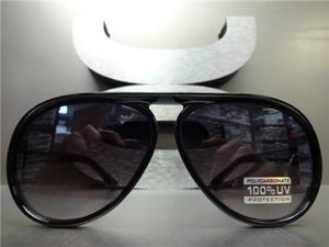 Retro Aviator Sunglasses- Black