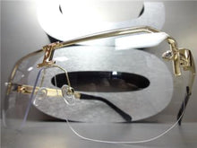 Vintage Shield Style Clear Lens Glasses- Gold