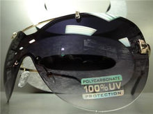 Modern Shield Style Sunglasses- Gold w/ Black Lens