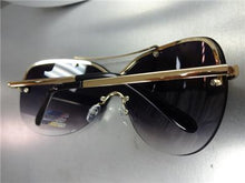 Modern Shield Style Sunglasses- Gold w/ Black Lens