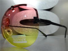 Modern Shield Style Sunglasses- Pink & Yellow