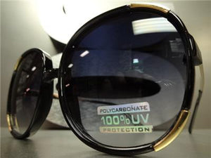 Vintage Square Frame Sunglasses- Black & Gold
