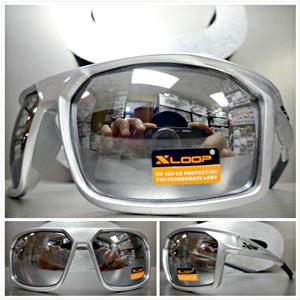 X-LOOP Wrap Around Sporty Style Sunglasses- Silver Frame