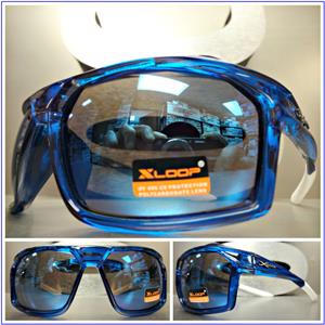 X-LOOP Wrap Around Sporty Style Sunglasses- Transparent Blue