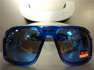 X-LOOP Wrap Around Sporty Style Sunglasses- Transparent Blue